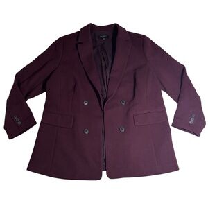 Talbots Burgundy Open Front Blazer Jacket Women’s Classic Workwear 16P Petite